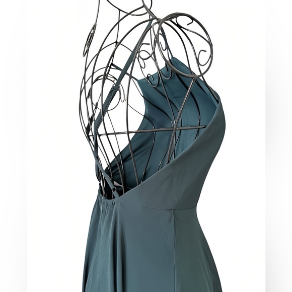 Lulus Green Chiffon Maxi Dress XS | Spaghetti Strap Empire Waist Backless Gown - Picture 7 of 13